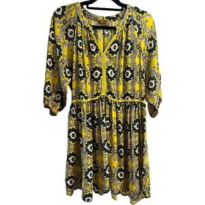 CHANCES R floral Bohemian dress, yellow print, size small